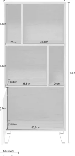 Home affaire Stauraumregal »Tarragona« 1 Stk. tlg. Regal mit 1 Tür & 4 offenen Fächern - (B/T/H) 63/40/136 cm