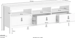 Home affaire TV-Bank »Madrid, TV-Möbel, Fernsehtisch, TV-Unit, Media-Möbel, Sideboard,« mit 3 Schubladen und 3 offenen Fächern, Breite 151 cm, Höhe 54 cm