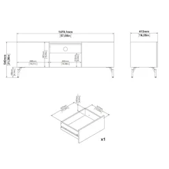 Home affaire TV-Board »Bergen TV-Möbel, Fernsehtisch, TV-Unit, Media-Möbel, Sideboard,« 2 Türen, verstellbaren Böden,1 Schublade, Kabelmanagement, B:147 cm