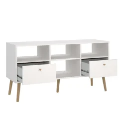 Home affaire TV-Board »Bodo TV-Möbel, TV-Unit, Mediamöbel, Regal« 2 Schubladen und 4 offene Fächer, Beine und Griffe aus Massivholz