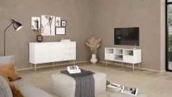 Home affaire TV-Board »Bodo TV-Möbel, TV-Unit, Mediamöbel, Regal« 2 Schubladen und 4 offene Fächer, Beine und Griffe aus Massivholz