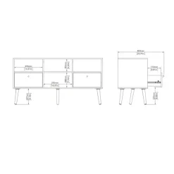 Home affaire TV-Board »Bodo TV-Möbel, TV-Unit, Mediamöbel, Regal« 2 Schubladen und 4 offene Fächer, Beine und Griffe aus Massivholz