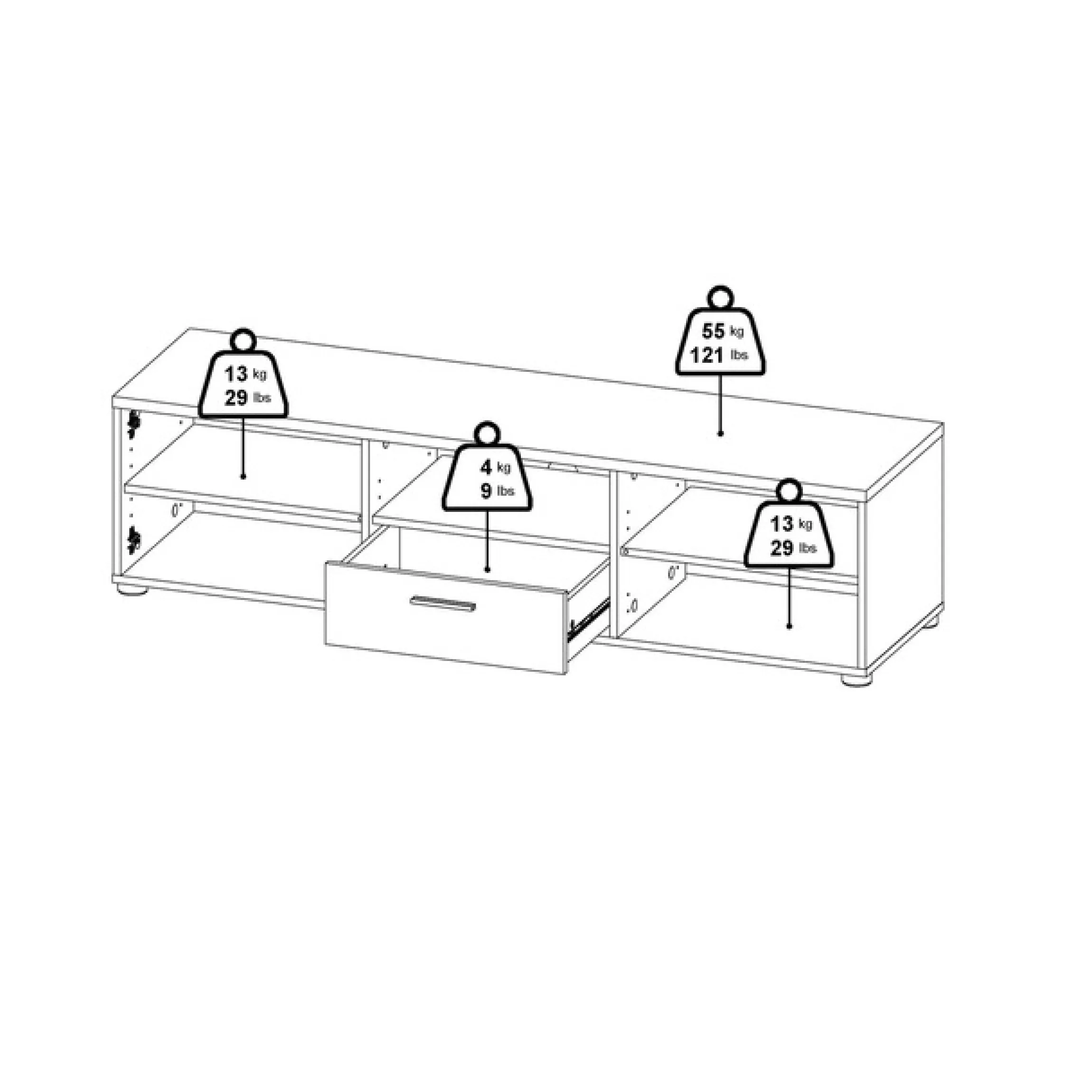 Home affaire TV-Board »Media TV-Möbel, TV Schrank, Mediaboard, Lowboard« TV-Kommode, wahlweise Breite 147 oder 177 cm