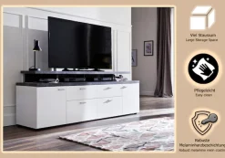 Home affaire TV-Board »Messina« 1 Stk. tlg. TV-Lowboard mit Türen, Schubladen & Fächern - (B/T/H) 180/47/66 cm
