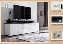 Home affaire TV-Board »Messina« 1 Stk. tlg. TV-Lowboard mit Türen, Schubladen & Fächern - (B/T/H) 180/47/66 cm
