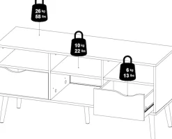 Home affaire TV-Board »Oslo, TV-Möbel, Fernsehtisch, TV-Unit, Media-Möbel,« TV-Kommode mit 2 Schubladen,4 Fächern, Breite 117 cm, Höhe 57 cm