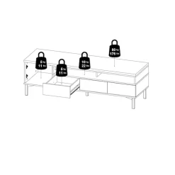 Home affaire TV-Board »Roomers TV-Board, TV-Möbel, TV-Unit, Media-Möbel, Sideboard« Breite/Höhe 156/48 cm, 2 offene Fächer mit Rahmen-Optik, Kabelführung