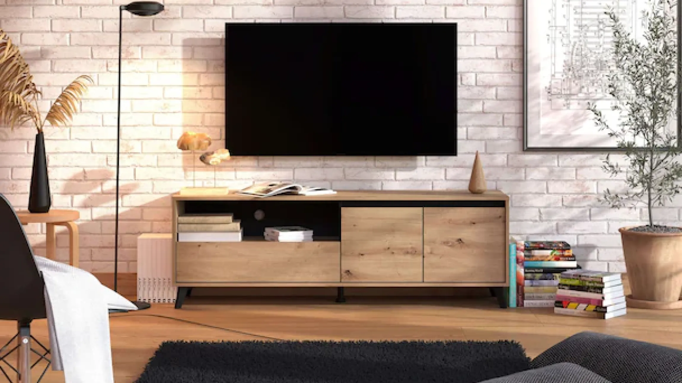 Home affaire TV-Board »Stirling, TV-Kommode, TV-Board, TV-Schrank, Breite 158,5 cm« in 2 Farbausführungen, 2 Türen,mit Schublade