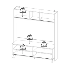 Home affaire TV-Schrank »Ikast TV-Möbel, TV-Wand, Wohnwand, TV-Regal, TV-Element« 2 Schiebetüren, Breite 159 cm, Höhe 181 cm