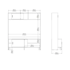 Home affaire TV-Schrank »Ikast TV-Möbel, TV-Wand, Wohnwand, TV-Regal, TV-Element« 2 Schiebetüren, Breite 159 cm, Höhe 181 cm