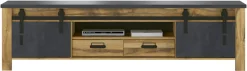 Home affaire TV-Schrank »York, moderner Unterschrank, Kommode im Industrialdesign« mit Apothekergriffen & Scheunentorbeschlägen aus Metall, 201 cm breit