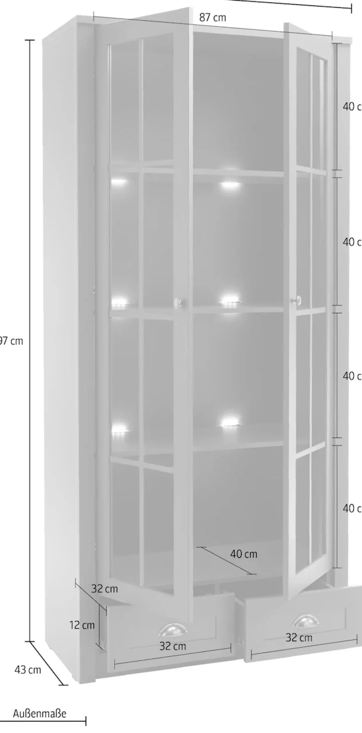 Home affaire Vitrine »Ascot« Höhe 197 cm