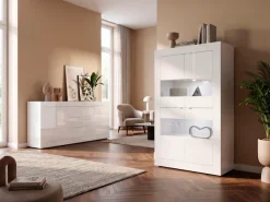 Home affaire Vitrine »Basic Höhe 162 cm, Standvitrine mit 4 Türen - Metallgriffe,« Stauraumvitrine in moderner Rahmenoptik, Hochschrank, Anrichte