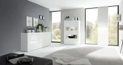 Home affaire Vitrine »Basic Höhe 162 cm, Standvitrine mit 4 Türen - Metallgriffe,« Stauraumvitrine in moderner Rahmenoptik, Hochschrank, Anrichte