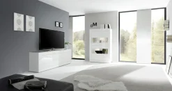 Home affaire Vitrine »Basic Höhe 162 cm, Standvitrine mit 4 Türen - Metallgriffe,« Stauraumvitrine in moderner Rahmenoptik, Hochschrank, Anrichte
