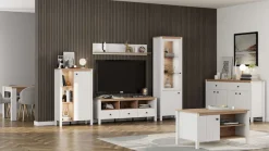 Home affaire Vitrine »BEDFORD Vitrinenschrank, Glasschrank, Standvitrine, Highboard« MDF-Profil 2D ummantelt, Hotstamping, 1mm ABS-Kanten, 4 Einlegeböden