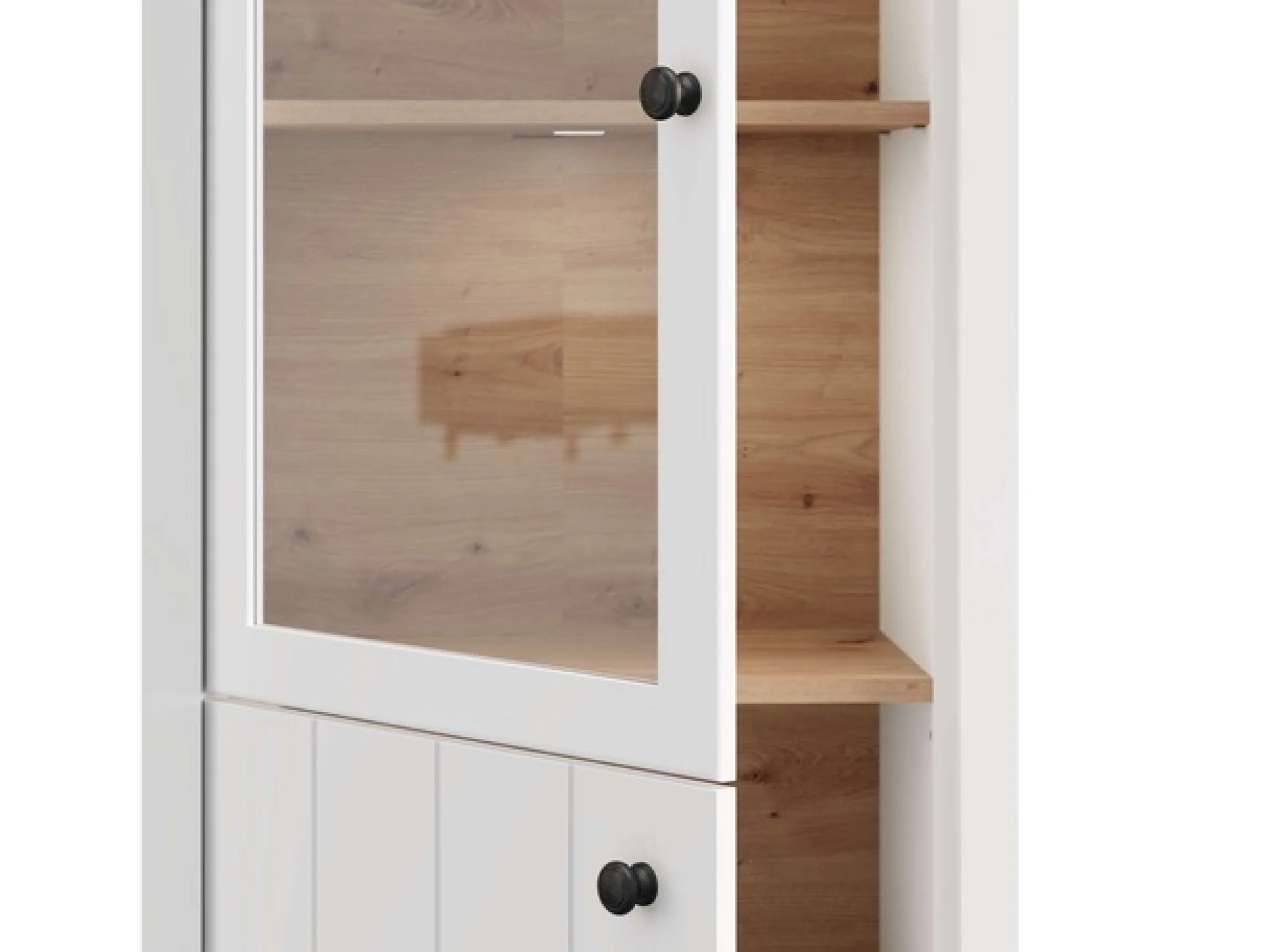 Home affaire Vitrine »BEDFORD Vitrinenschrank, Glasschrank, Standvitrine, Highboard« MDF-Profil 2D ummantelt, Hotstamping, 1mm ABS-Kanten, 4 Einlegeböden