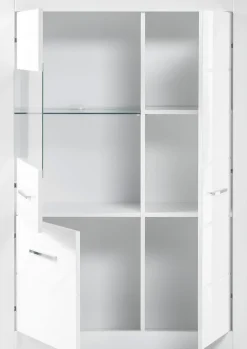 Home affaire Vitrine »Bianco, moderne Standvitrine, Vitrinenschrank, Glasvitrine« silberne Metallgriffe, ausreichend Stauraum, zeitlos, 142 cm hoch