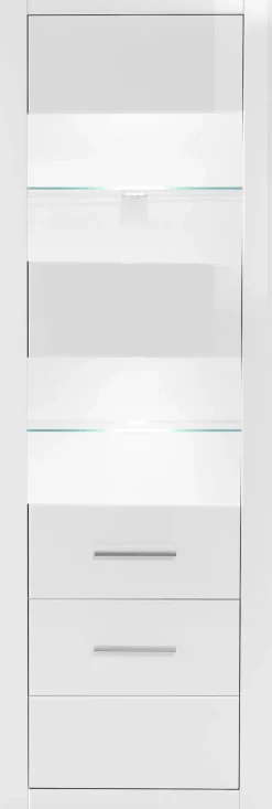 Home affaire Vitrine »Bianco, moderne Standvitrine, Vitrinenschrank, Glasvitrine« silberne Metallgriffe, ausreichend Stauraum, zeitlos, 198 cm hoch