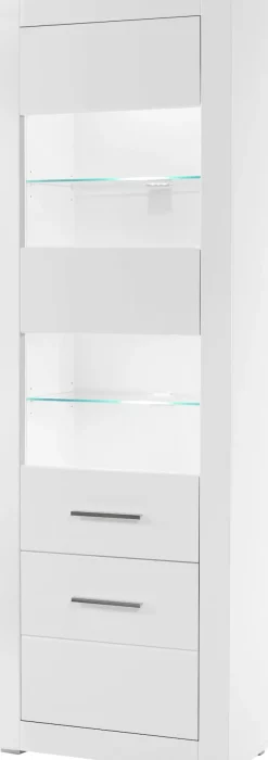 Home affaire Vitrine »Bianco, moderne Standvitrine, Vitrinenschrank, Glasvitrine« silberne Metallgriffe, ausreichend Stauraum, zeitlos, 198 cm hoch