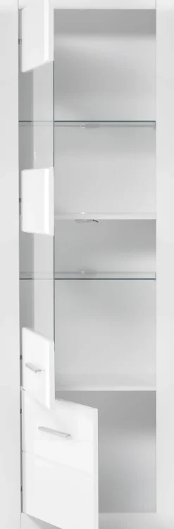 Home affaire Vitrine »Bianco, moderne Standvitrine, Vitrinenschrank, Glasvitrine« silberne Metallgriffe, ausreichend Stauraum, zeitlos, 198 cm hoch
