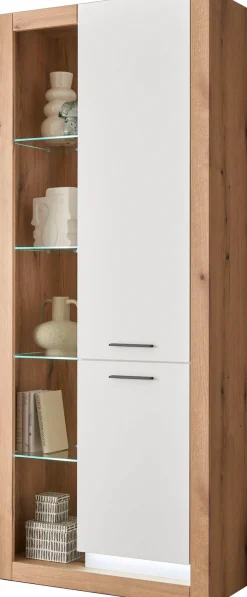 Home affaire Vitrine »Brixen, Vitrinenschrank in Eiche Dekor, moderne Standvitrine« Metallgriffe, ausreichend Stauraum, vielseitig einsetzbar, 80 cm breit