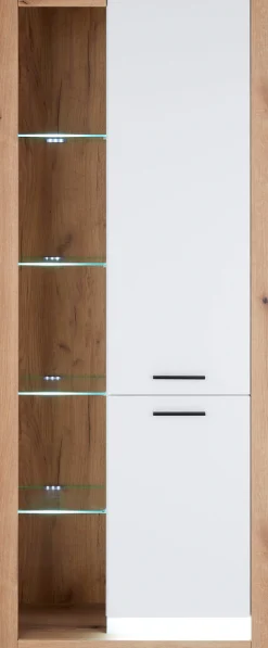 Home affaire Vitrine »Brixen, Vitrinenschrank in Eiche Dekor, moderne Standvitrine« Metallgriffe, ausreichend Stauraum, vielseitig einsetzbar, 80 cm breit