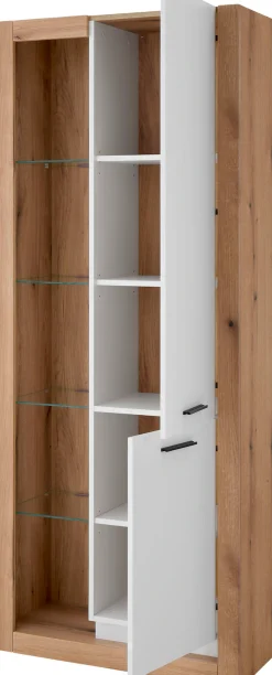 Home affaire Vitrine »Brixen, Vitrinenschrank in Eiche Dekor, moderne Standvitrine« Metallgriffe, ausreichend Stauraum, vielseitig einsetzbar, 80 cm breit