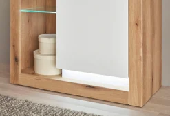 Home affaire Vitrine »Brixen, Vitrinenschrank in Eiche Dekor, moderne Standvitrine« Metallgriffe, ausreichend Stauraum, vielseitig einsetzbar, 80 cm breit