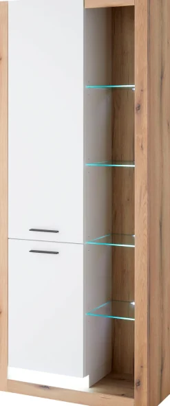 Home affaire Vitrine »Brixen, Vitrinenschrank in Eiche Dekor, moderne Standvitrine« Metallgriffe, ausreichend Stauraum, vielseitig einsetzbar, 80 cm breit