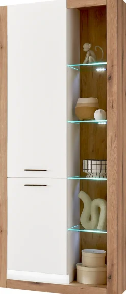 Home affaire Vitrine »Brixen, Vitrinenschrank in Eiche Dekor, moderne Standvitrine« Metallgriffe, ausreichend Stauraum, vielseitig einsetzbar, 80 cm breit