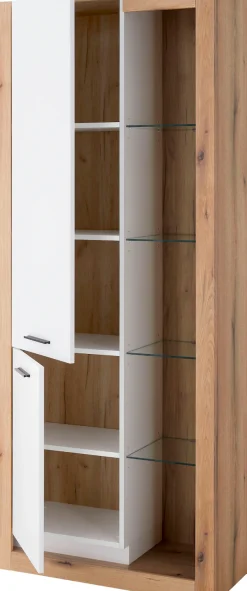 Home affaire Vitrine »Brixen, Vitrinenschrank in Eiche Dekor, moderne Standvitrine« Metallgriffe, ausreichend Stauraum, vielseitig einsetzbar, 80 cm breit