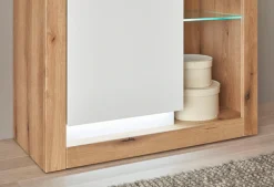Home affaire Vitrine »Brixen, Vitrinenschrank in Eiche Dekor, moderne Standvitrine« Metallgriffe, ausreichend Stauraum, vielseitig einsetzbar, 80 cm breit