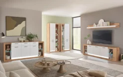Home affaire Vitrine »Brixen, Vitrinenschrank in Eiche Dekor, moderne Standvitrine« Metallgriffe, ausreichend Stauraum, vielseitig einsetzbar, 80 cm breit