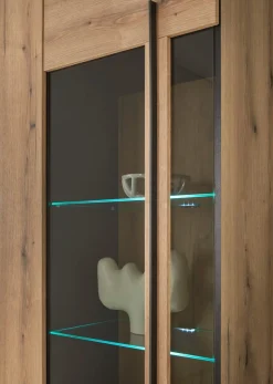 Home affaire Vitrine »Cantara, Vitrinenschrank in Eiche Evoke oder weiß, Standvitrine« schwarzer Stangengriff, ausreichend Stauraum, vielseitig einsetzbar