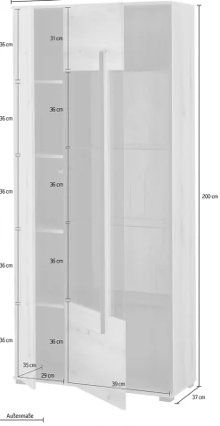 Home affaire Vitrine »Cantara, Vitrinenschrank in Eiche Evoke oder weiß, Standvitrine« schwarzer Stangengriff, ausreichend Stauraum, vielseitig einsetzbar