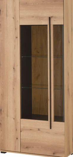 Home affaire Vitrine »Cantara, Vitrinenschrank in Eiche Evoke oder weiß, Standvitrine« schwarzer Stangengriff, ausreichend Stauraum, vielseitig einsetzbar