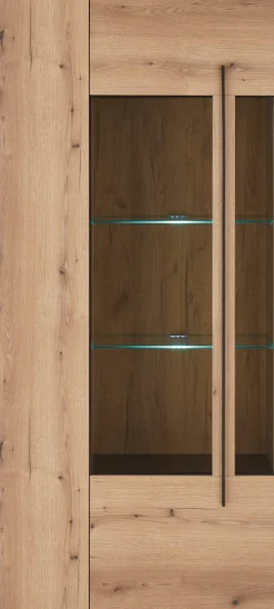 Home affaire Vitrine »Cantara, Vitrinenschrank in Eiche Evoke oder weiß, Standvitrine« schwarzer Stangengriff, ausreichend Stauraum, vielseitig einsetzbar