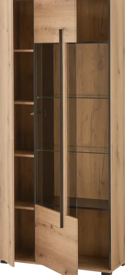 Home affaire Vitrine »Cantara, Vitrinenschrank in Eiche Evoke oder weiß, Standvitrine« schwarzer Stangengriff, ausreichend Stauraum, vielseitig einsetzbar