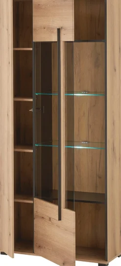 Home affaire Vitrine »Cantara, Vitrinenschrank in Eiche Evoke oder weiß, Standvitrine« schwarzer Stangengriff, ausreichend Stauraum, vielseitig einsetzbar
