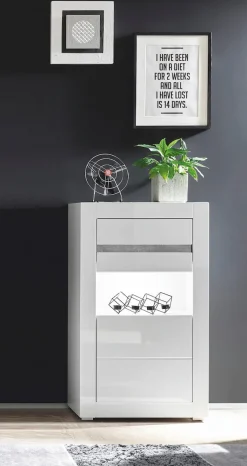 Home affaire Vitrine »Carat« Höhe 112 cm, Leisten angeliefert, 1 x grau, 1 x weiss