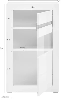 Home affaire Vitrine »Carat« Höhe 112 cm, Leisten angeliefert, 1 x grau, 1 x weiss