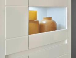Home affaire Vitrine »Chester, Hochschrank mit Stauraum, Glasvitrine, Anrichte, Weiß Matt« 1 Stk. tlg. austauschbare Blende in der Griffleiste, zeitloses Design, 85 cm breit