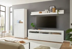 Home affaire Vitrine »Chester, Hochschrank mit Stauraum, Glasvitrine, Anrichte, Weiß Matt« 1 Stk. tlg. austauschbare Blende in der Griffleiste, zeitloses Design, 85 cm breit