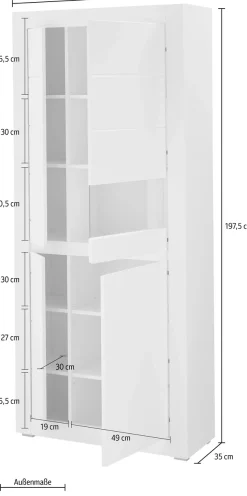 Home affaire Vitrine »Chester, Hochschrank mit Stauraum, Glasvitrine, Anrichte, Weiß Matt« 1 Stk. tlg. austauschbare Blende in der Griffleiste, zeitloses Design, 85 cm breit