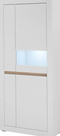 Home affaire Vitrine »Chester, Hochschrank mit Stauraum, Glasvitrine, Anrichte, Weiß Matt« 1 Stk. tlg. austauschbare Blende in der Griffleiste, zeitloses Design, 85 cm breit