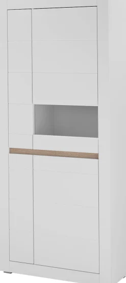 Home affaire Vitrine »Chester, Hochschrank mit Stauraum, Glasvitrine, Anrichte, Weiß Matt« 1 Stk. tlg. austauschbare Blende in der Griffleiste, zeitloses Design, 85 cm breit