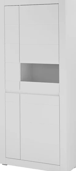 Home affaire Vitrine »Chester, Hochschrank mit Stauraum, Glasvitrine, Anrichte, Weiß Matt« 1 Stk. tlg. austauschbare Blende in der Griffleiste, zeitloses Design, 85 cm breit