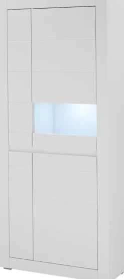 Home affaire Vitrine »Chester, Hochschrank mit Stauraum, Glasvitrine, Anrichte, Weiß Matt« 1 Stk. tlg. austauschbare Blende in der Griffleiste, zeitloses Design, 85 cm breit