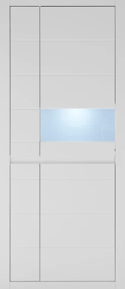 Home affaire Vitrine »Chester, Hochschrank mit Stauraum, Glasvitrine, Anrichte, Weiß Matt« 1 Stk. tlg. austauschbare Blende in der Griffleiste, zeitloses Design, 85 cm breit